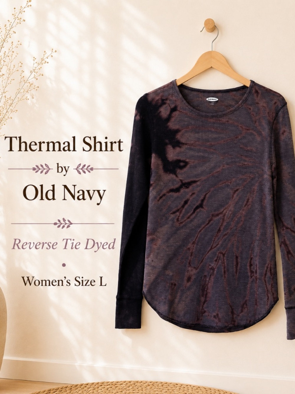 Reverse Tie Dyed Thermal Shirt Women's Size L